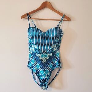 Kenneth Cole New York One Piece Swimsuit - Blue White Medium